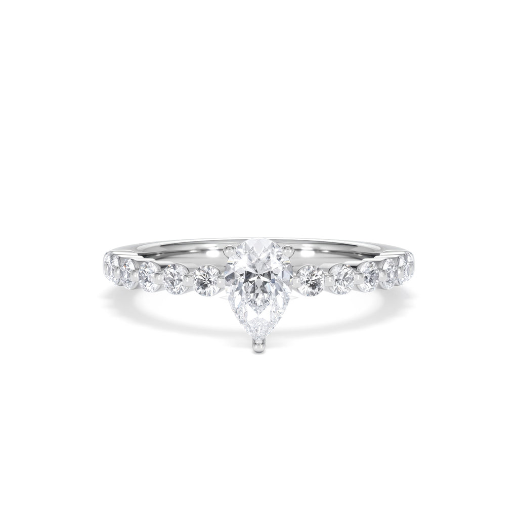 Solstice Pear Cut 0.80ct Lab Diamond Engagement Ring F/VS in 9k White Gold