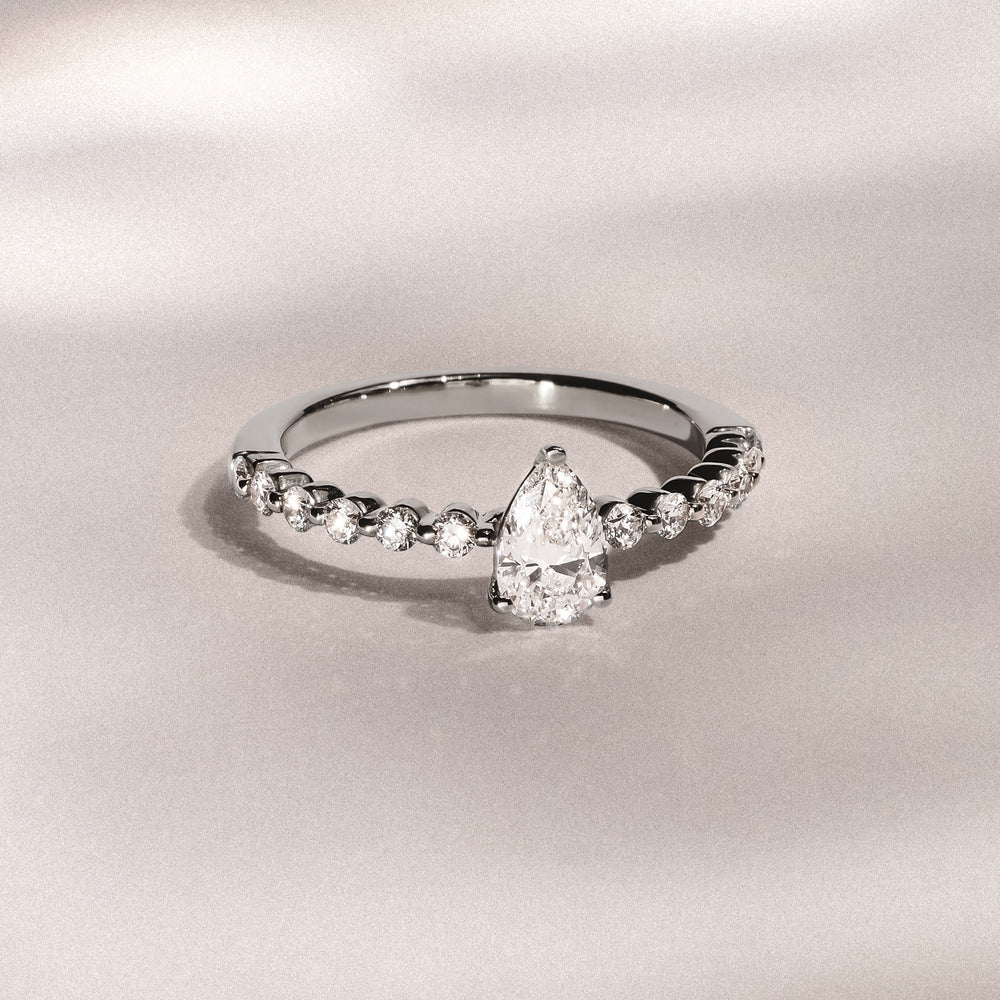 Solstice Pear Cut 0.80ct Lab Diamond Engagement Ring F/VS in 9k White Gold