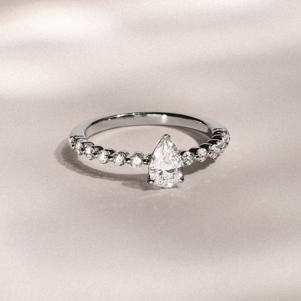 Solstice Pear Cut 0.80ct Lab Diamond Engagement Ring F/VS in 9k White Gold