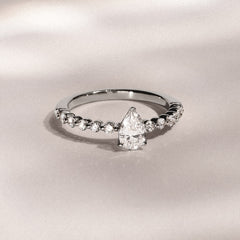 Solstice Pear Cut 0.80ct Lab Diamond Engagement Ring F/VS in 9k White Gold