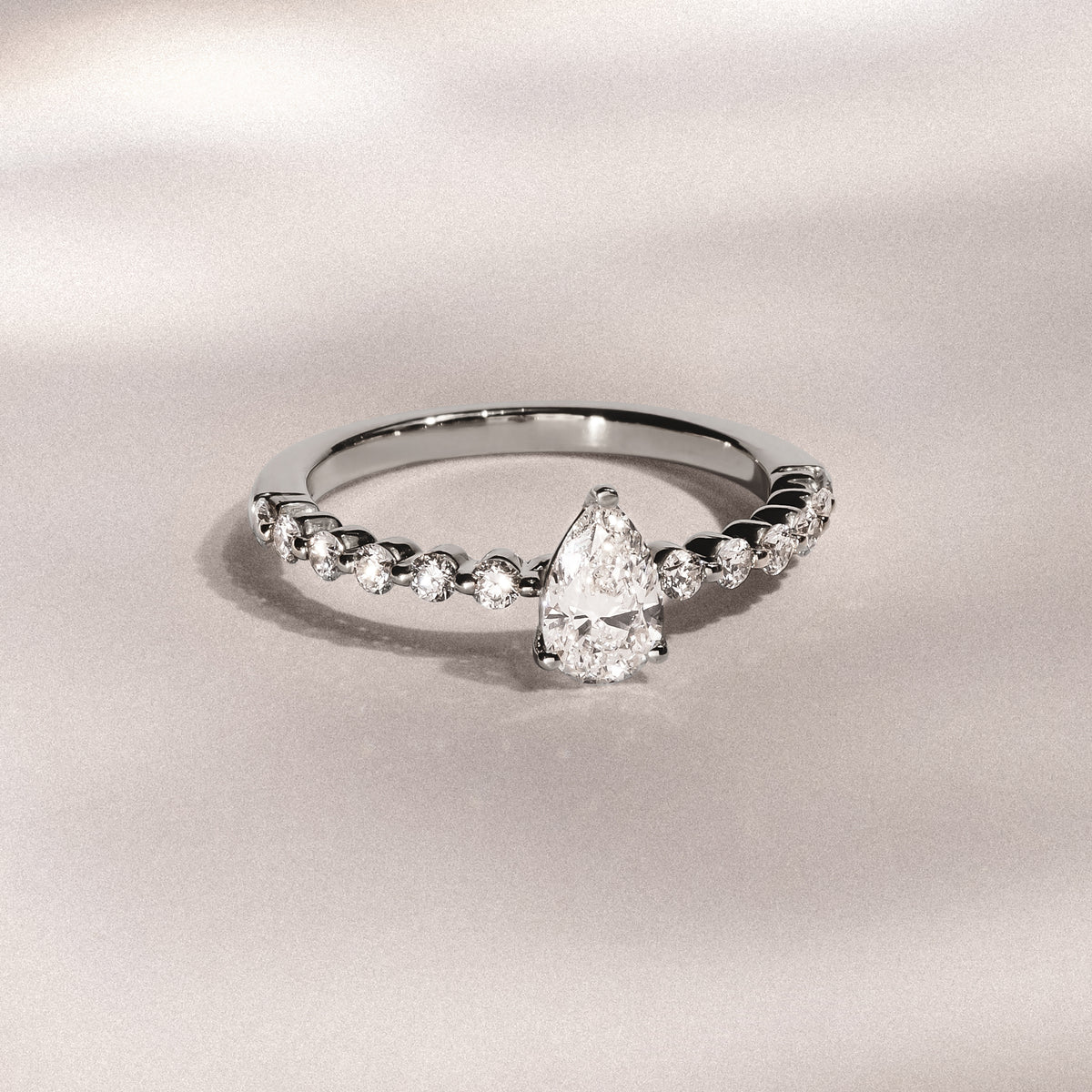 Solstice Pear Cut 0.80ct Lab Diamond Engagement Ring F/VS in 9k White Gold