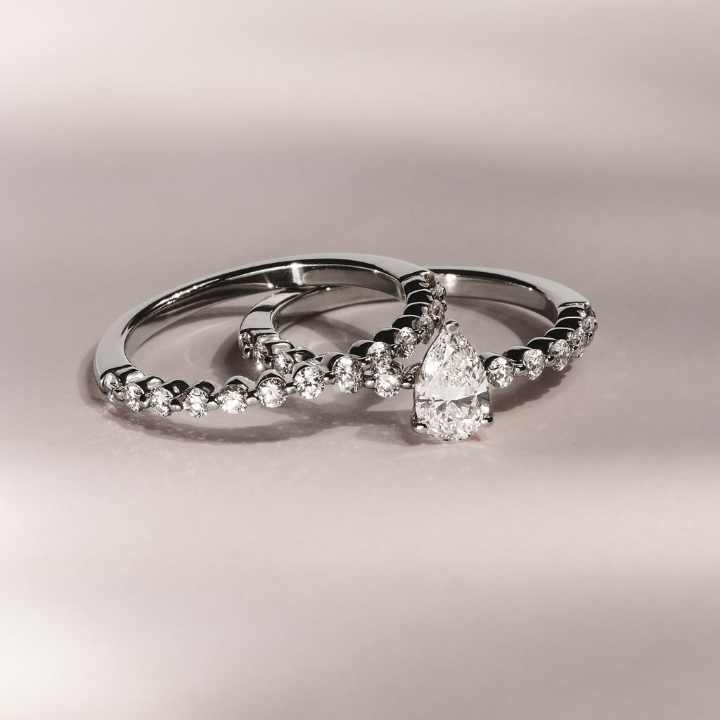Solstice Pear Cut 0.80ct Lab Diamond Engagement Ring F/VS in 9k White Gold