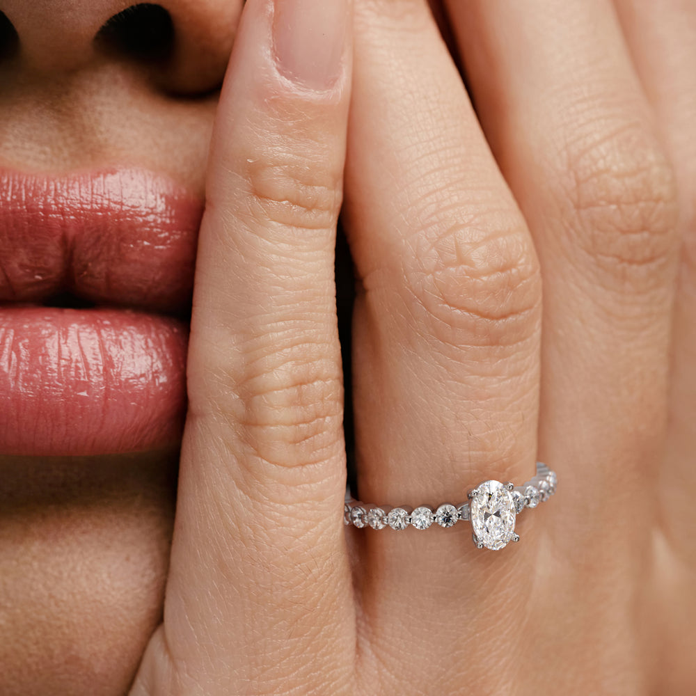 Solstice Oval Cut 0.80ct Lab Diamond Engagement Ring F/VS in 9k White Gold