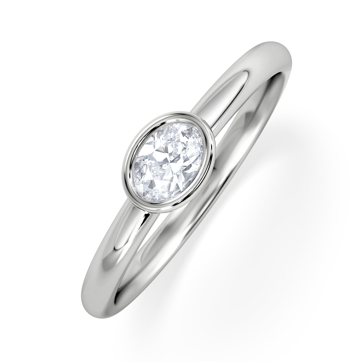 Horizon Oval Cut Lab Diamond Solitaire Ring 0.25ct H/SI in 9K White Gold