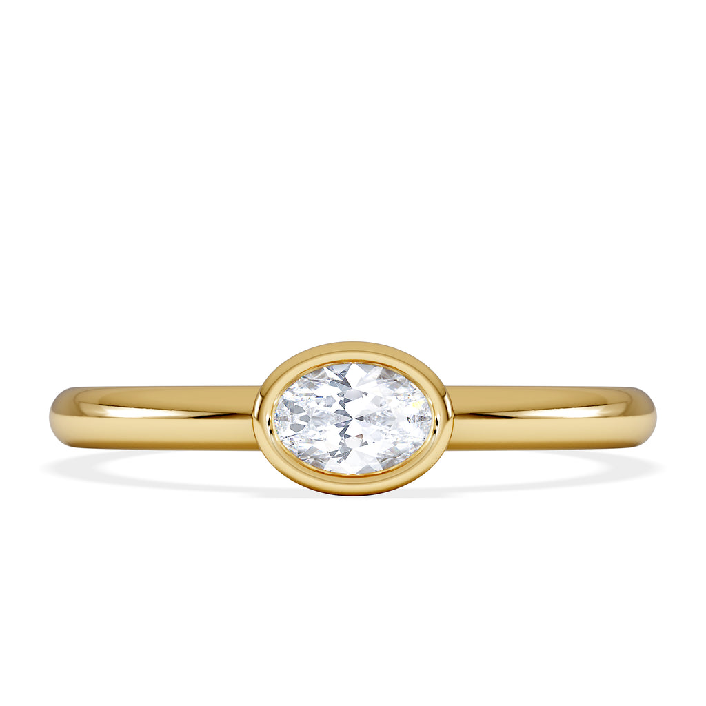 Horizon Oval Cut Lab Diamond Solitaire Ring 0.25ct H/SI in 9K Gold