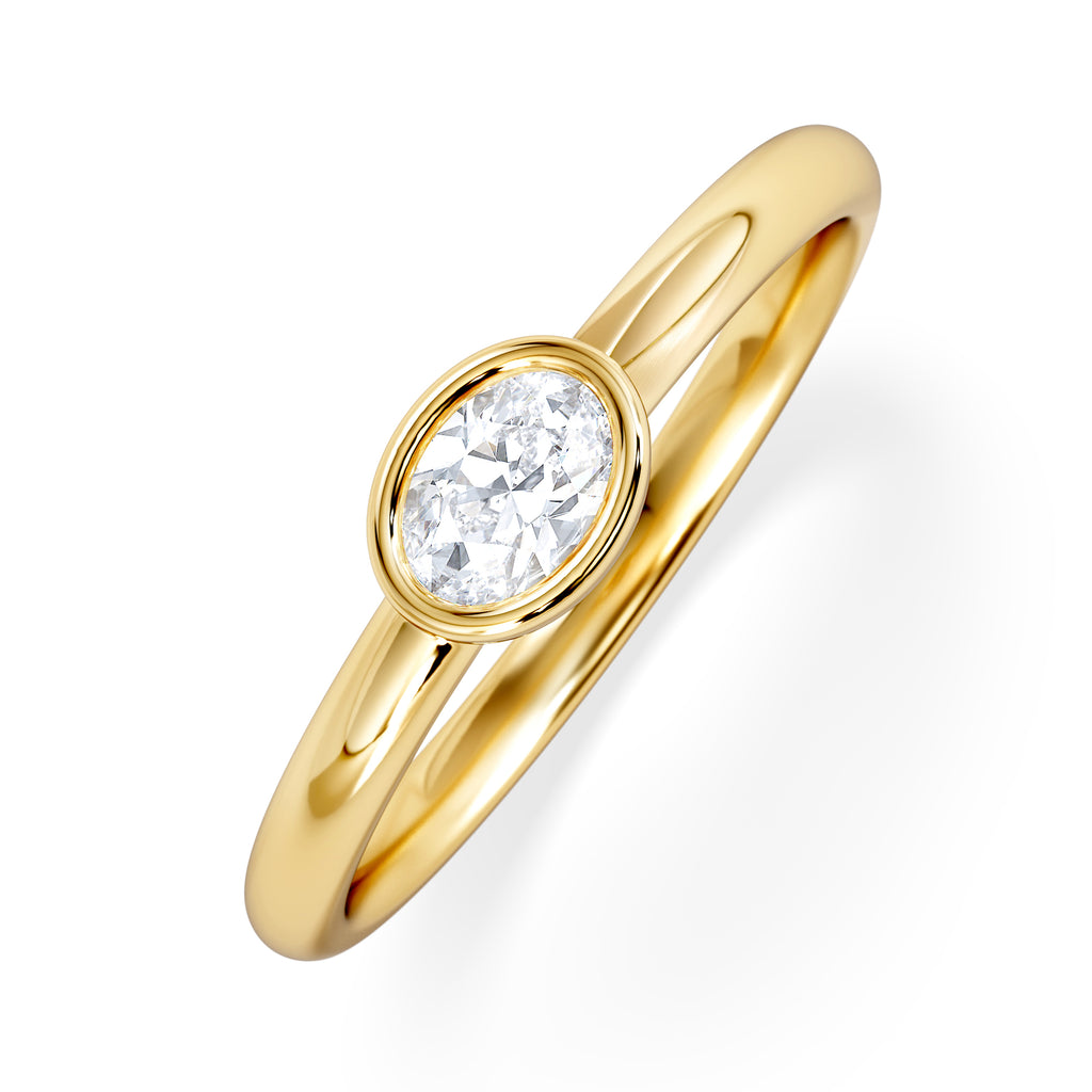 Horizon Oval Cut Lab Diamond Solitaire Ring 0.25ct H/SI in 18k Gold Vermeil