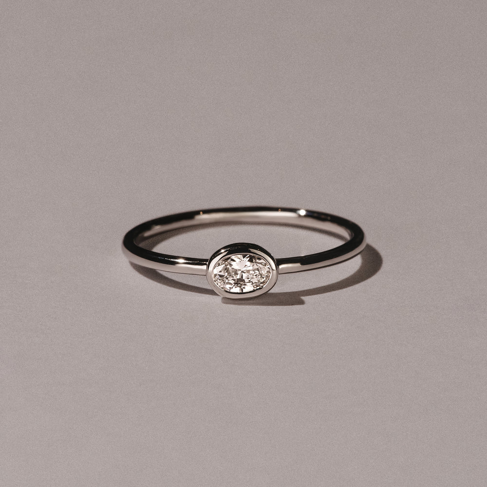 Horizon Oval Cut Lab Diamond Solitaire Ring 0.25ct H/SI in 9K White Gold