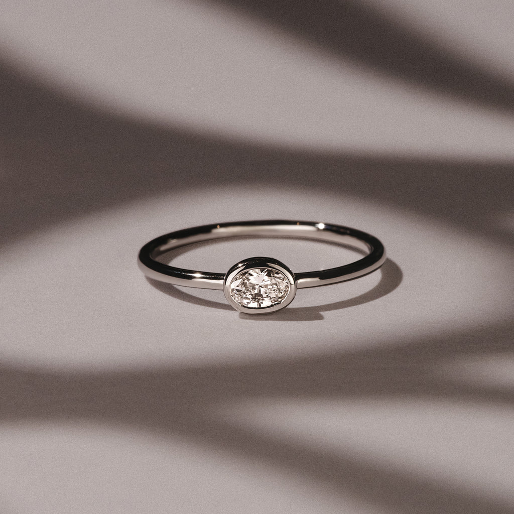Horizon Oval Cut Lab Diamond Solitaire Ring 0.25ct H/SI in 9K White Gold