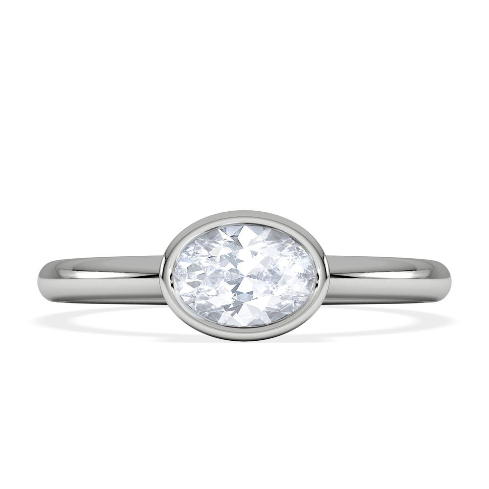 Horizon Oval Cut Lab Diamond Solitaire Ring 0.50ct H/SI in 9K White Gold