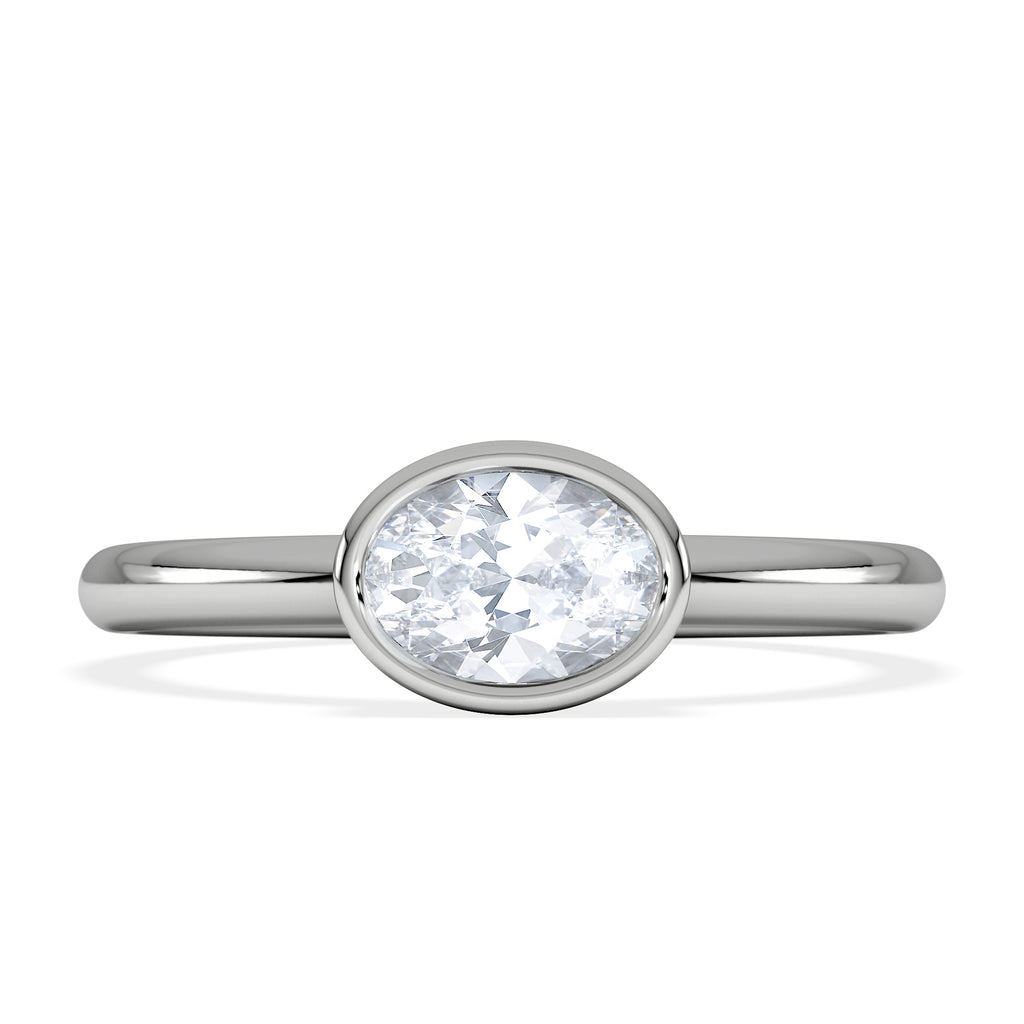 Horizon Oval Cut Lab Diamond Solitaire Ring 0.50ct H/SI in 9K White Gold