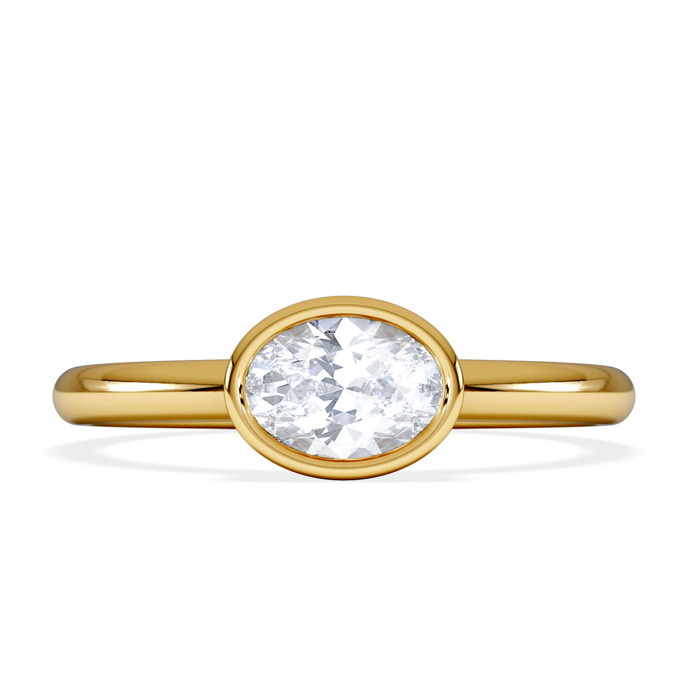 Horizon Oval Cut Lab Diamond Solitaire Ring 0.50ct H/SI in 9K Gold
