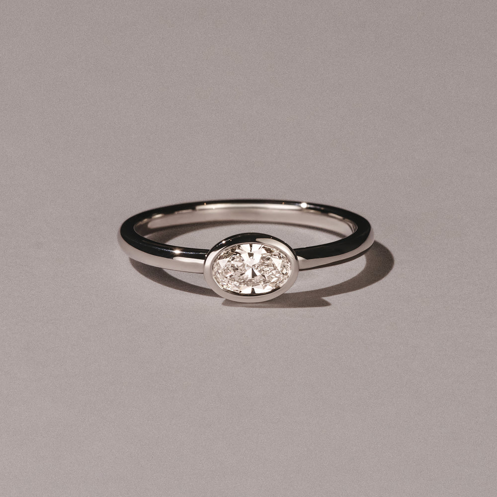 Horizon Oval Cut Lab Diamond Solitaire Ring 0.50ct H/SI in 9K White Gold