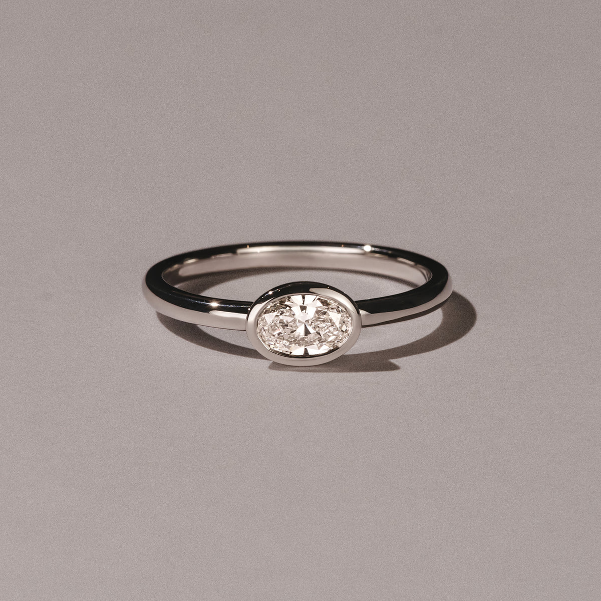 Horizon Oval Cut Lab Diamond Solitaire Ring 0.50ct H/SI in 9K White Gold