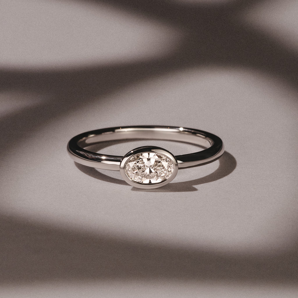 Horizon Oval Cut Lab Diamond Solitaire Ring 0.50ct H/SI in 9K White Gold