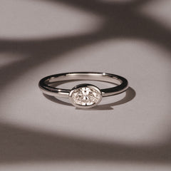 Horizon Oval Cut Lab Diamond Solitaire Ring 0.50ct H/SI in 9K White Gold