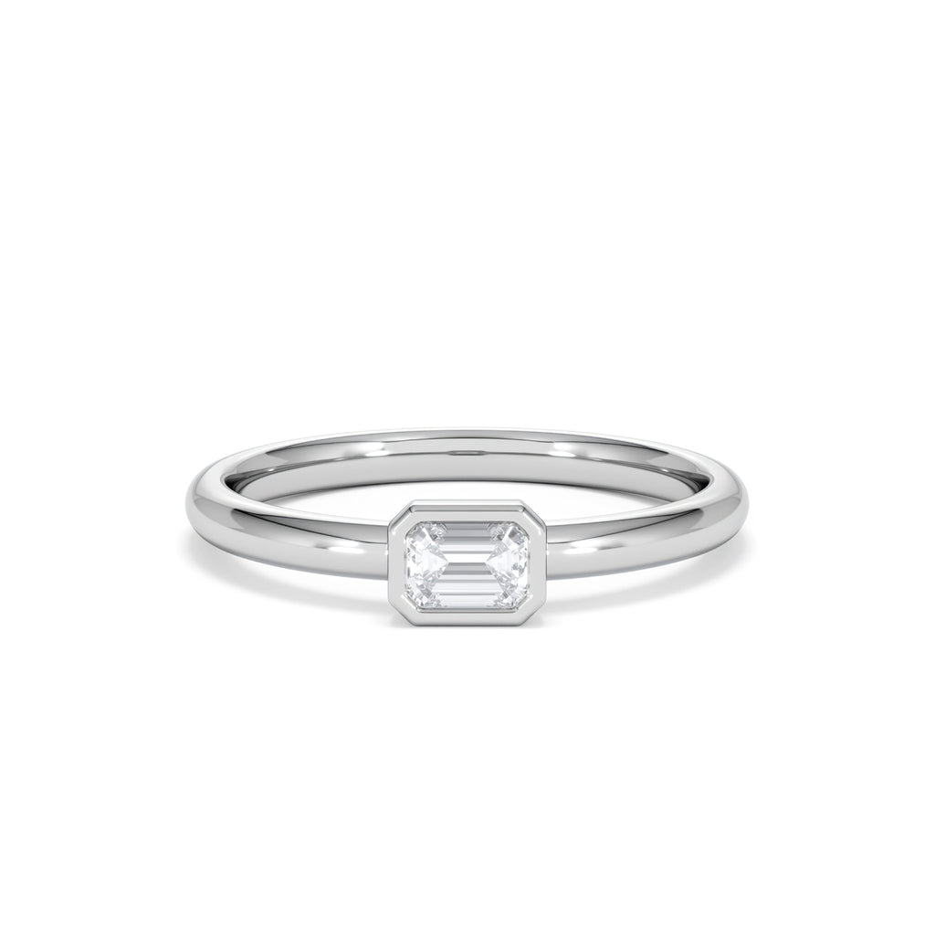 Horizon Emerald Cut Lab Diamond Solitaire Ring 0.25ct H/SI in 9K White Gold