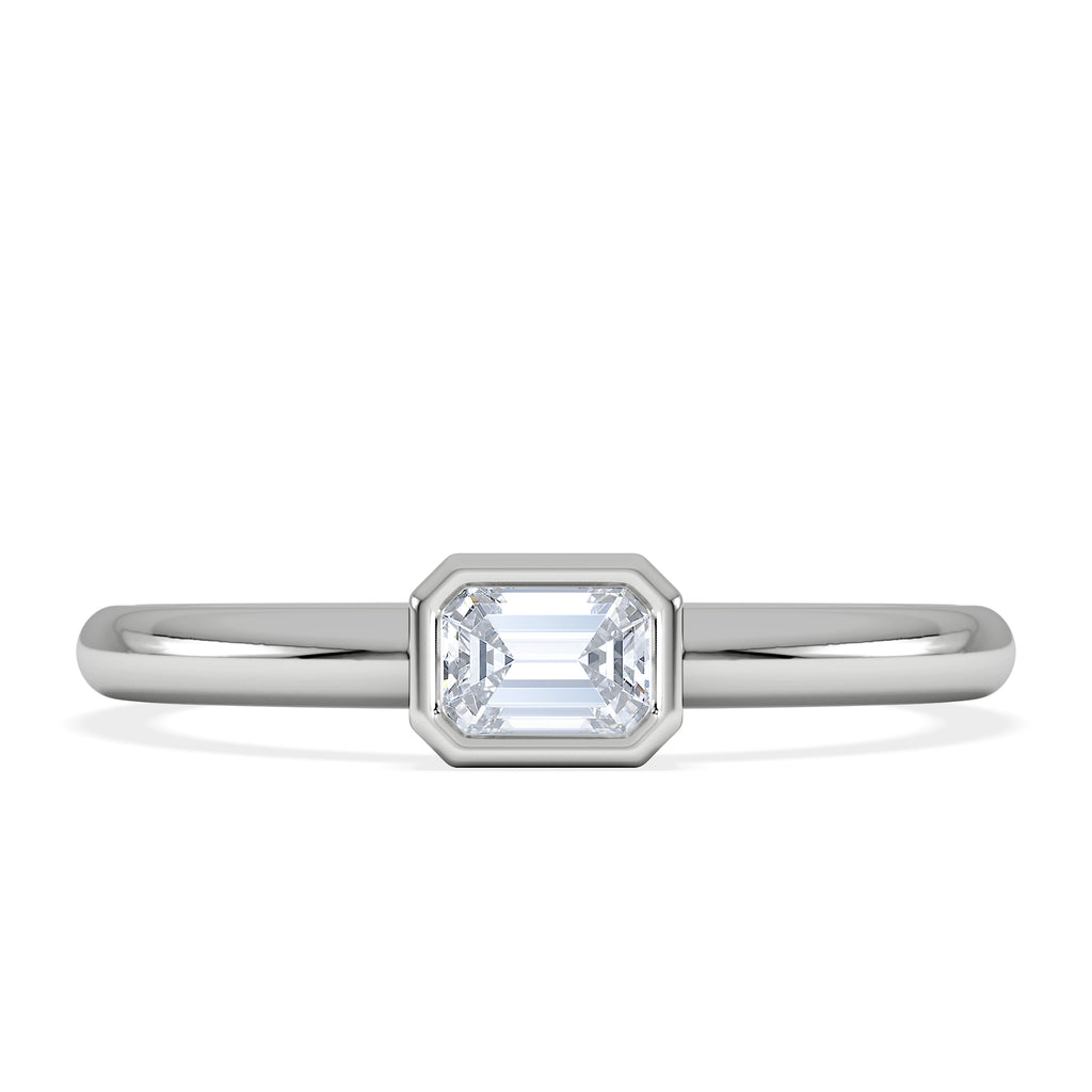 Horizon Emerald Cut Lab Diamond Solitaire Ring 0.25ct H/SI in 925 Silver