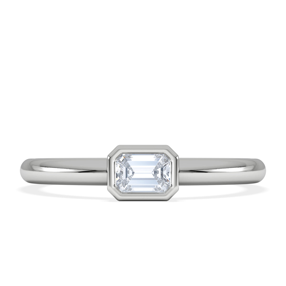 Horizon Emerald Cut Lab Diamond Solitaire Ring 0.25ct H/SI in 925 Silver