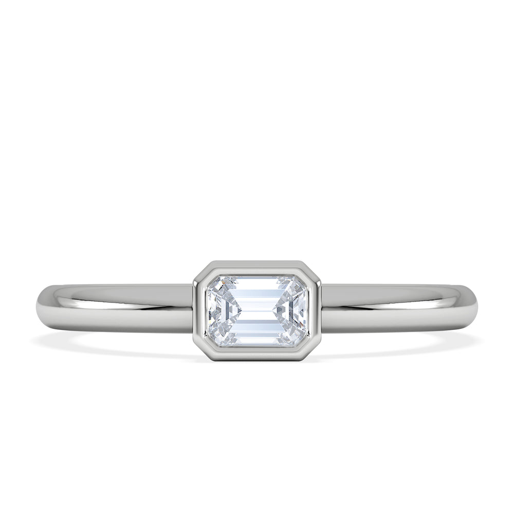 Horizon Emerald Cut Lab Diamond Solitaire Ring 0.25ct H/SI in 9K White Gold