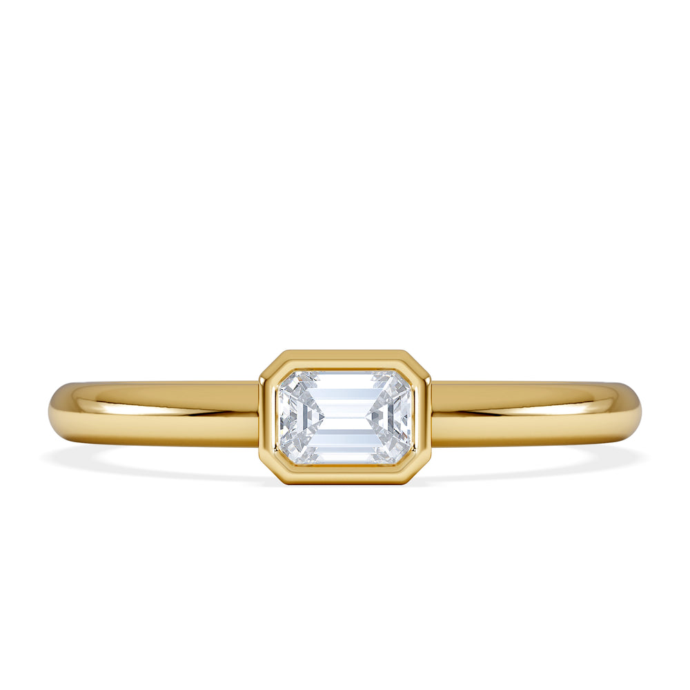 Horizon Emerald Cut Lab Diamond Solitaire Ring 0.25ct H/SI in 9K Gold
