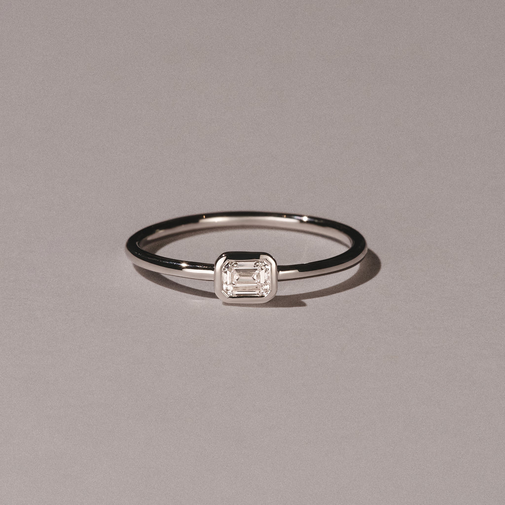 Horizon Emerald Cut Lab Diamond Solitaire Ring 0.25ct H/SI in 925 Silver