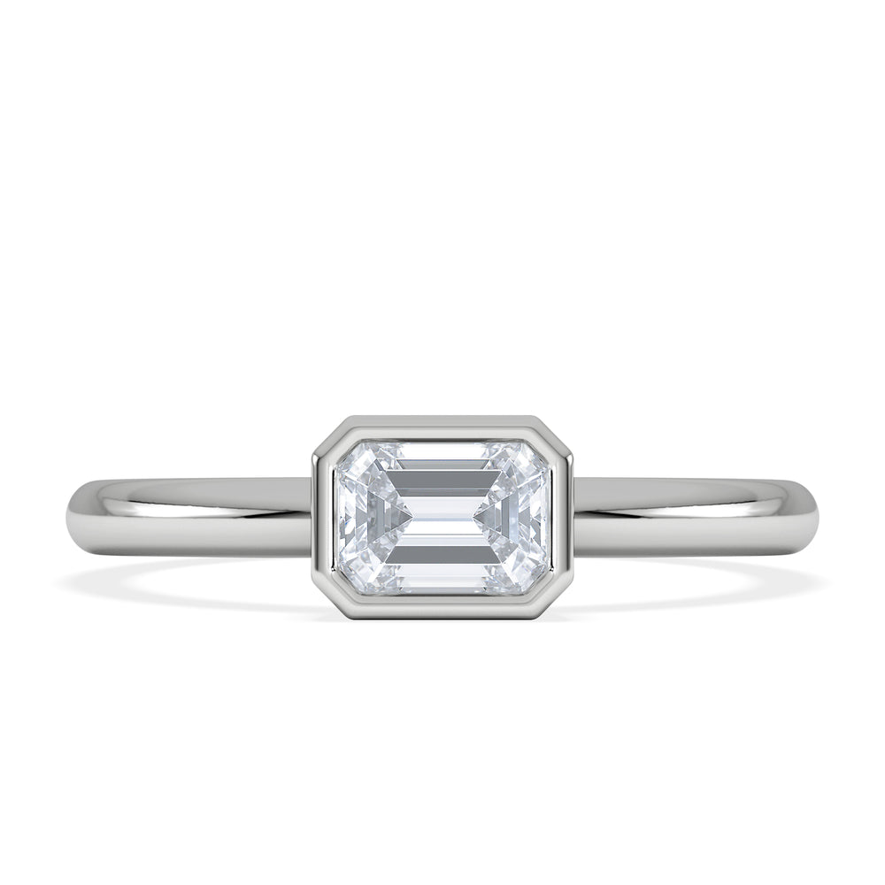 Horizon Emerald Cut Lab Diamond Solitaire Ring 0.50ct H/SI in 9K White Gold