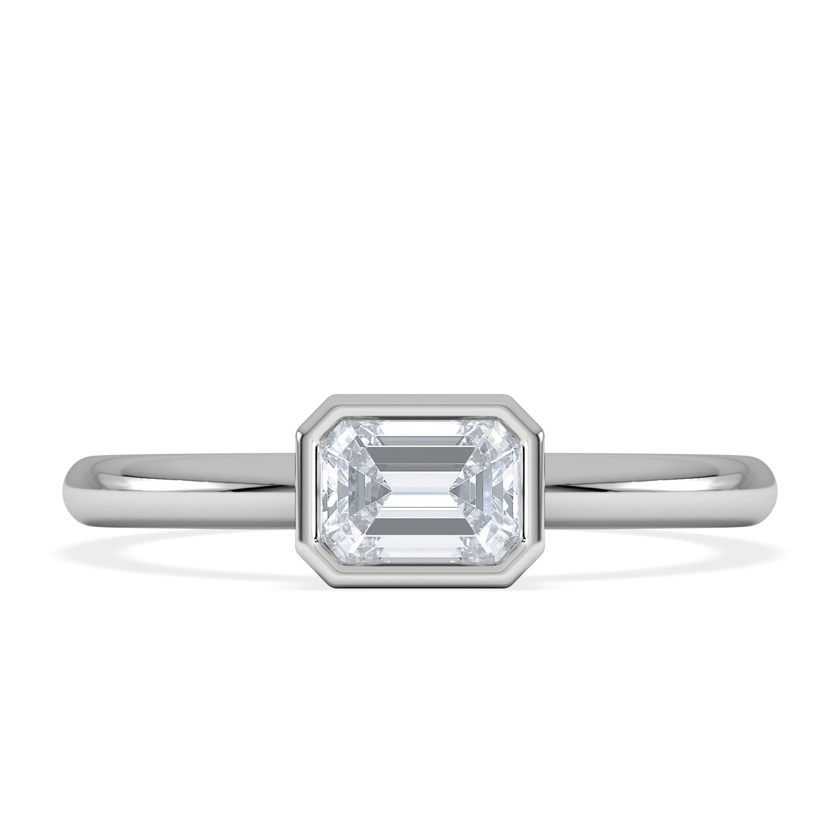 Horizon Emerald Cut Lab Diamond Solitaire Ring 0.50ct H/SI in 9K White Gold