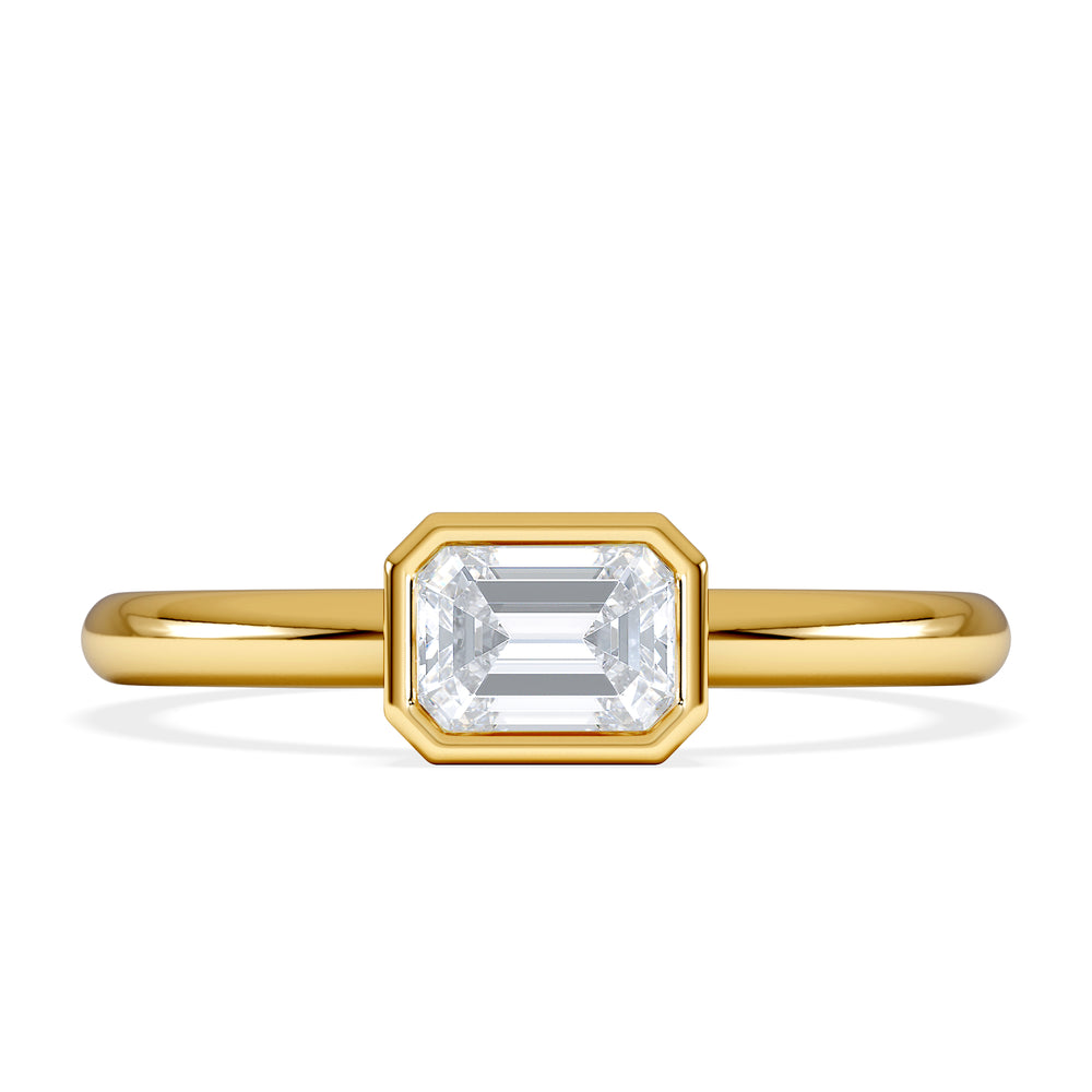 Horizon Emerald Cut Lab Diamond Solitaire Ring 0.50ct H/SI in 9K Gold
