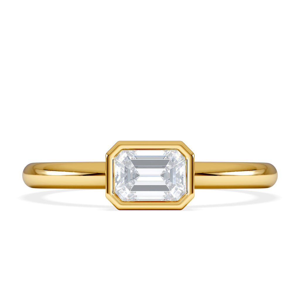 Horizon Emerald Cut Lab Diamond Solitaire Ring 0.50ct H/SI in 9K Gold