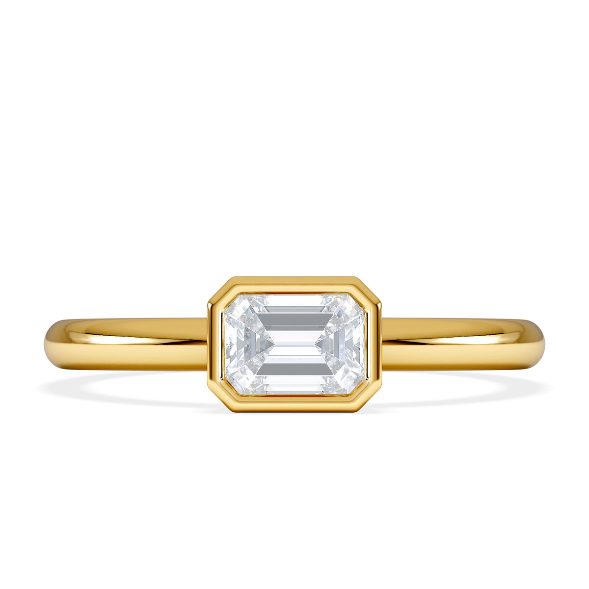 Horizon Emerald Cut Lab Diamond Solitaire Ring 0.50ct H/SI in 9K Gold