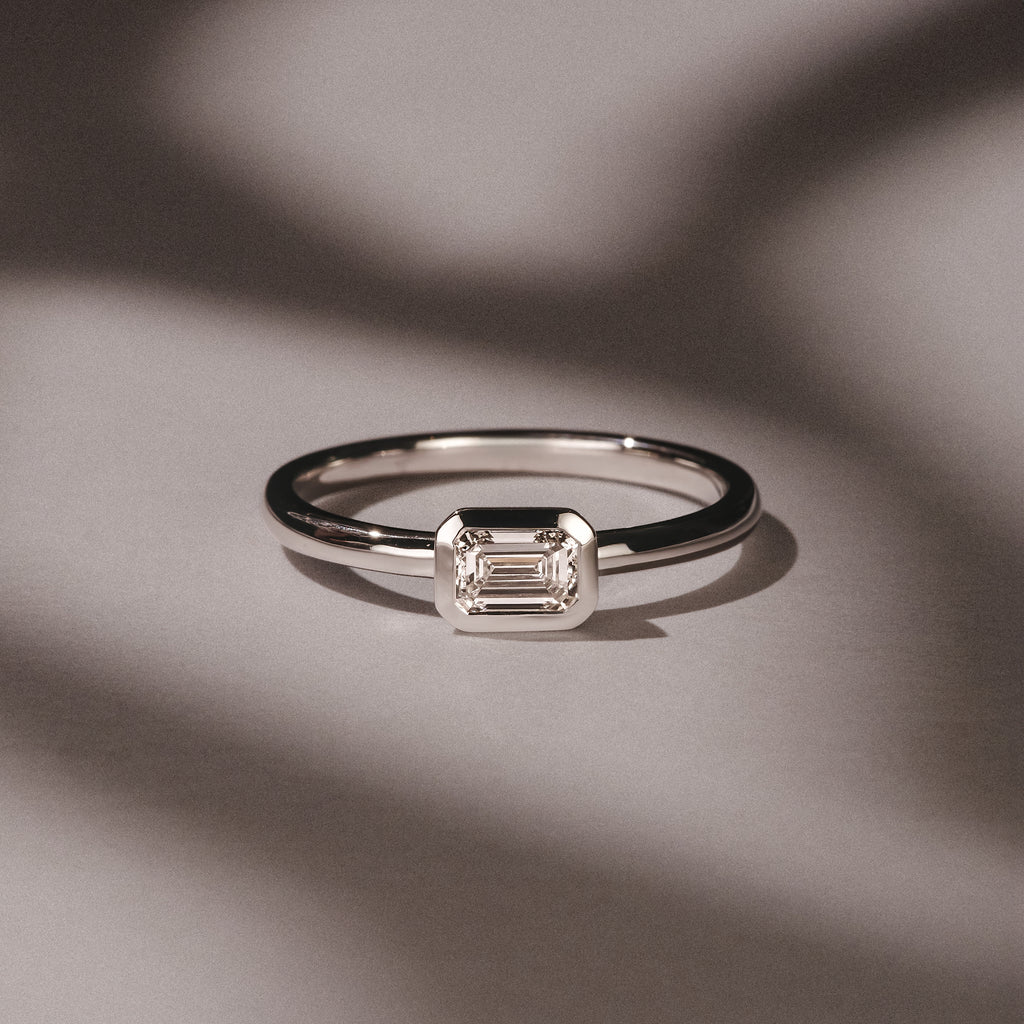 Horizon Emerald Cut Lab Diamond Solitaire Ring 0.50ct H/SI in 9K White Gold