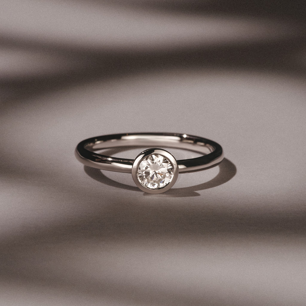 Horizon Round Cut Lab Diamond Solitaire Ring 0.50ct H/SI in 9K White Gold