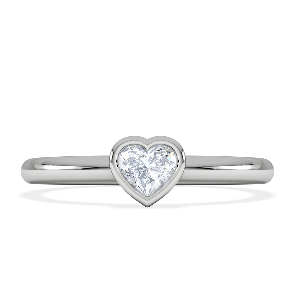 Horizon Heart Cut Lab Diamond Solitaire Ring 0.25ct H/SI in 925 Silver