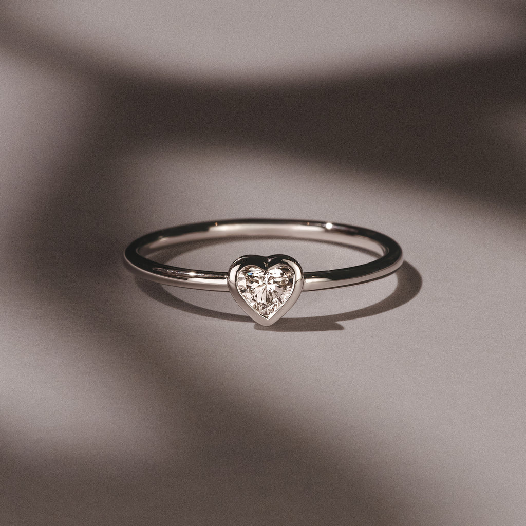 Horizon Heart Cut Lab Diamond Solitaire Ring 0.25ct H/SI in 925 Silver