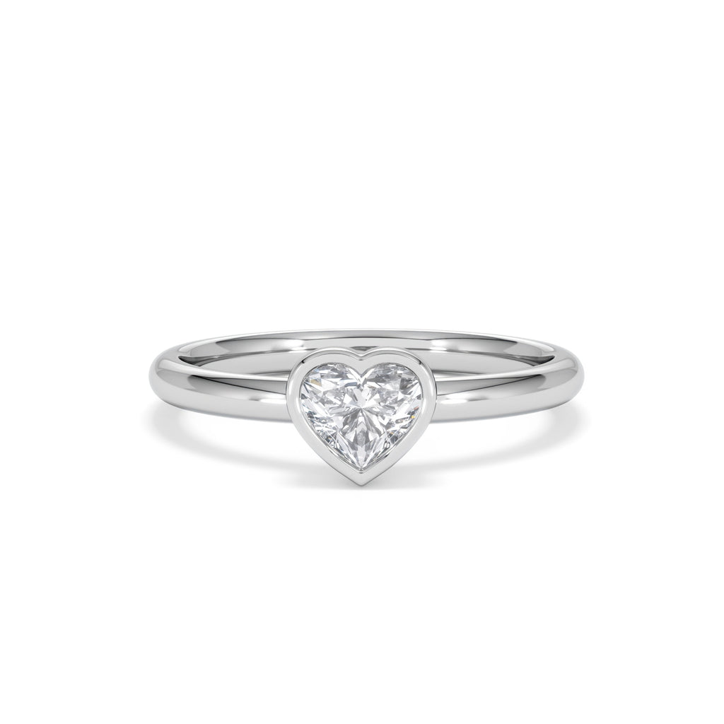 Horizon Heart Cut Lab Diamond Solitaire Ring 0.50ct H/SI in 9K White Gold