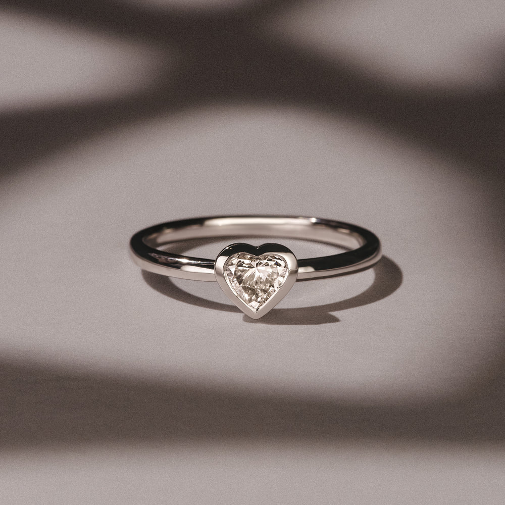 Horizon Heart Cut Lab Diamond Solitaire Ring 0.50ct H/SI in 9K White Gold