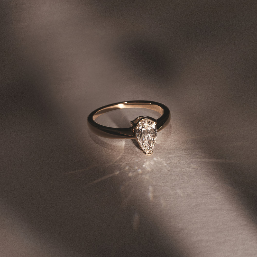 Naomi Pear Cut Lab Diamond Engagement Ring 1.00ct H/SI in 9k Gold