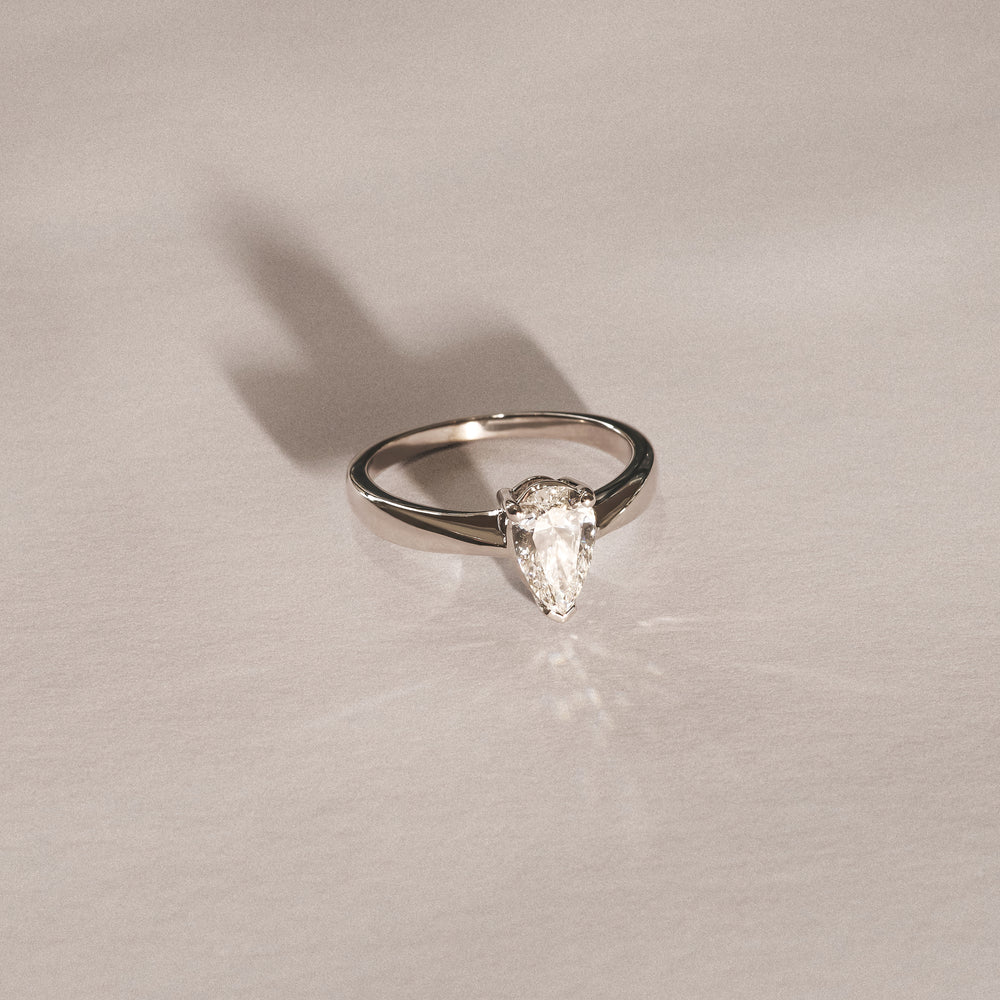 Naomi Pear Cut Lab Diamond Engagement Ring 1.00ct H/SI in 9k White Gold