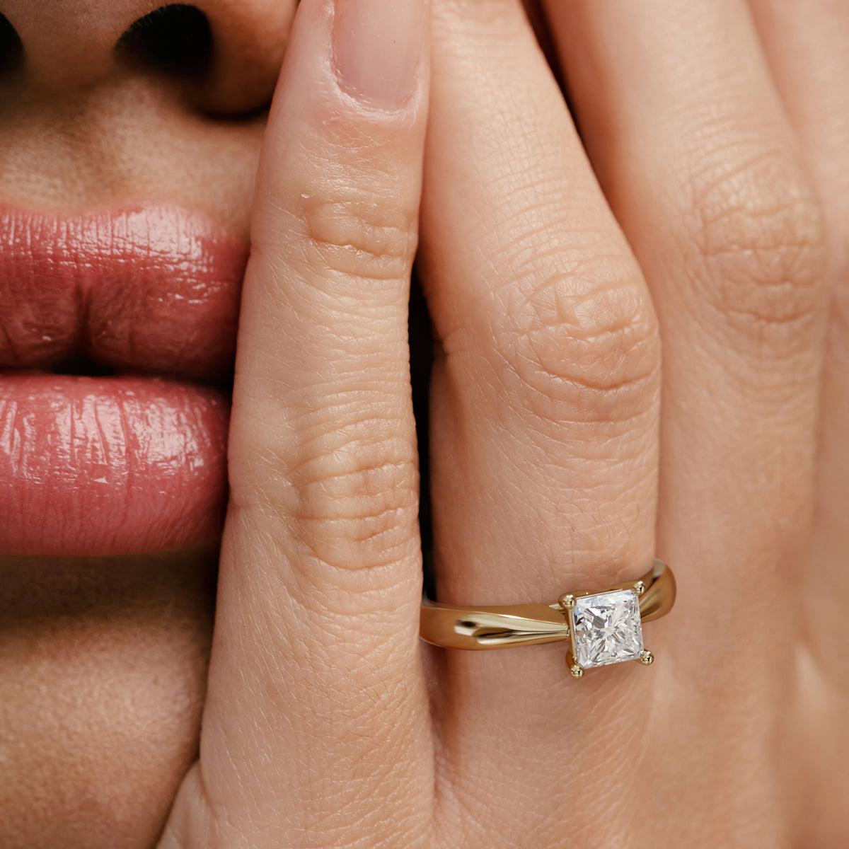 Naomi Princess Cut Lab Diamond Engagement Ring 1.00ct H/SI in 9k Gold