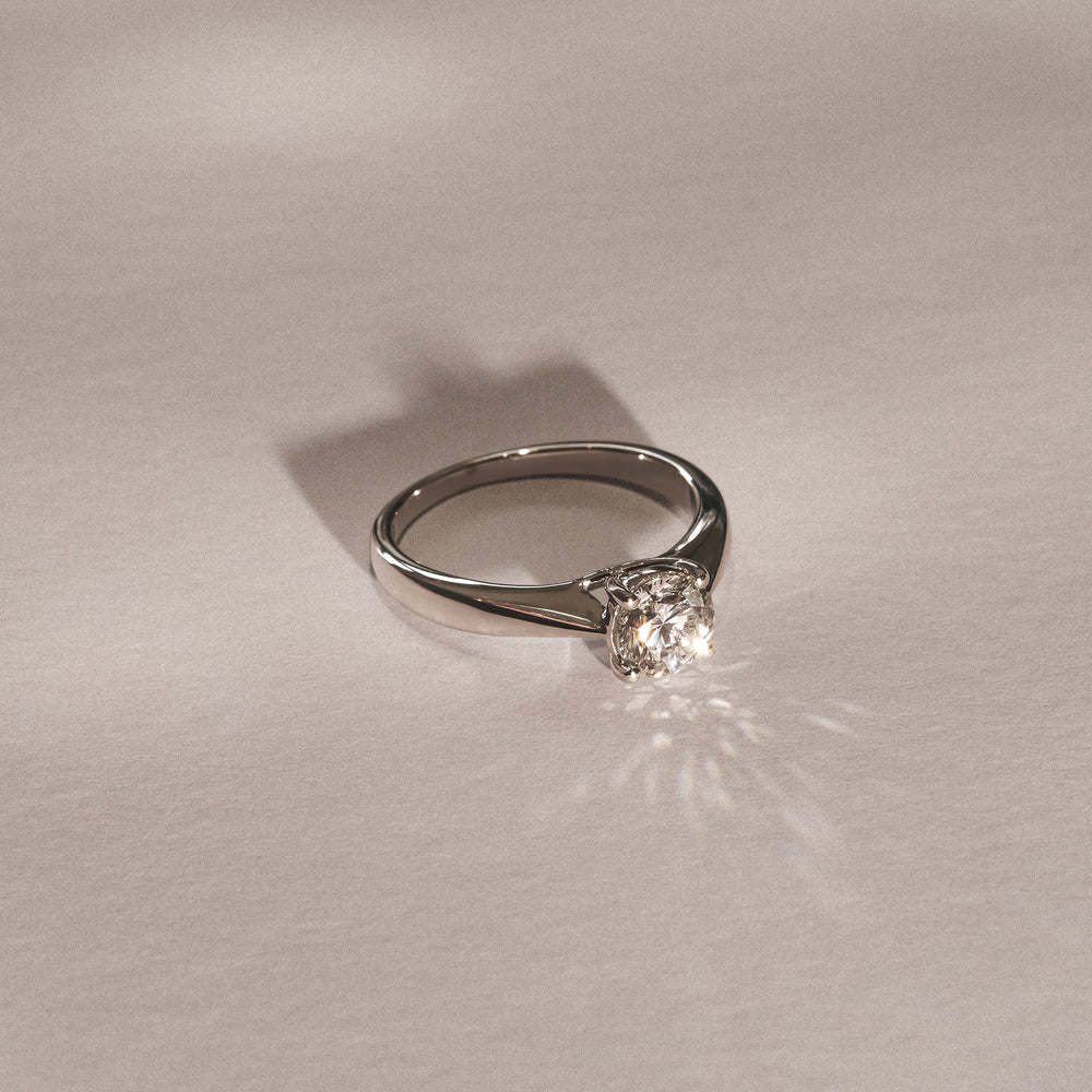 Naomi Round Cut Lab Diamond Engagement Ring 1.00ct H/SI in 9k White Gold