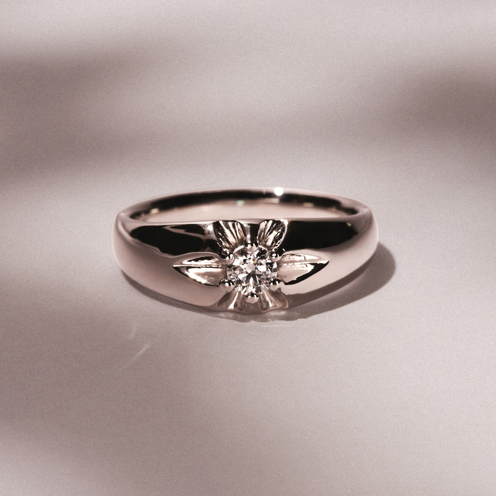 Lab Diamond Signet Ring 0.25ct Round Cut in 925 Silver