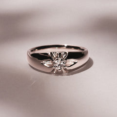 Lab Diamond Signet Ring 0.25ct Round Cut in 925 Silver