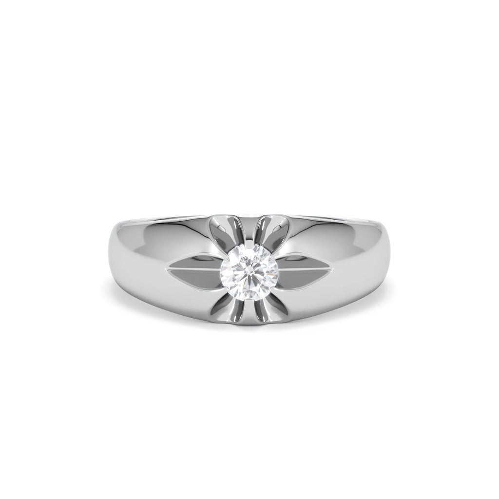 Men's Lab Diamond Signet Ring 0.25ct Round Cut in 925 Silver