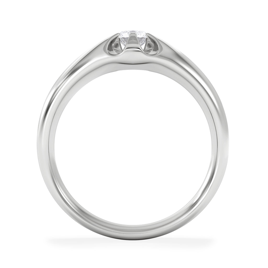 Lab Diamond Signet Ring 0.25ct Round Cut in 925 Silver