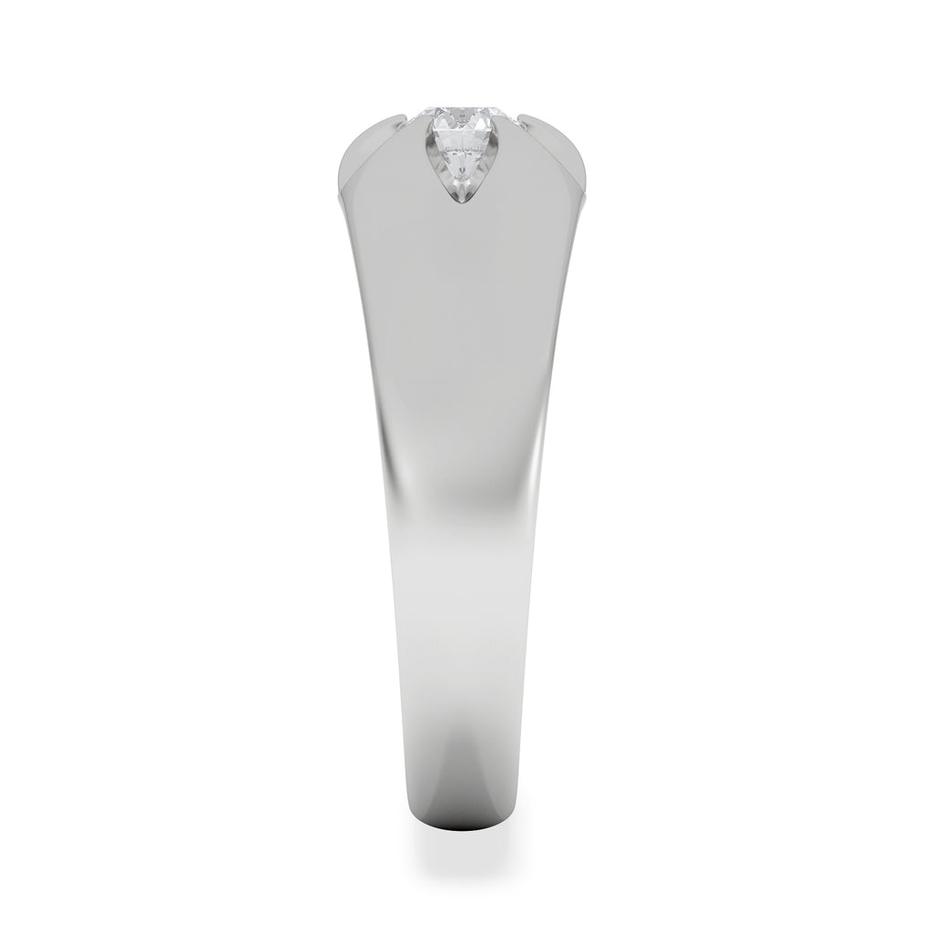 Lab Diamond Signet Ring 0.25ct Round Cut in 925 Silver