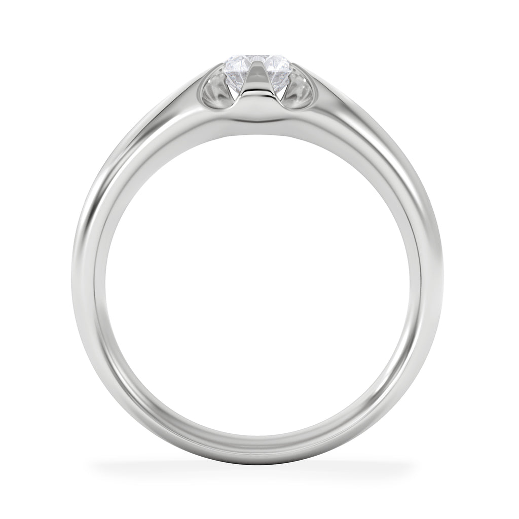 Lab Diamond Signet Ring 0.50ct Round Cut in 925 Silver