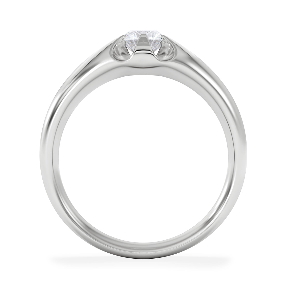 Lab Diamond Signet Ring 0.50ct Round Cut in 925 Silver