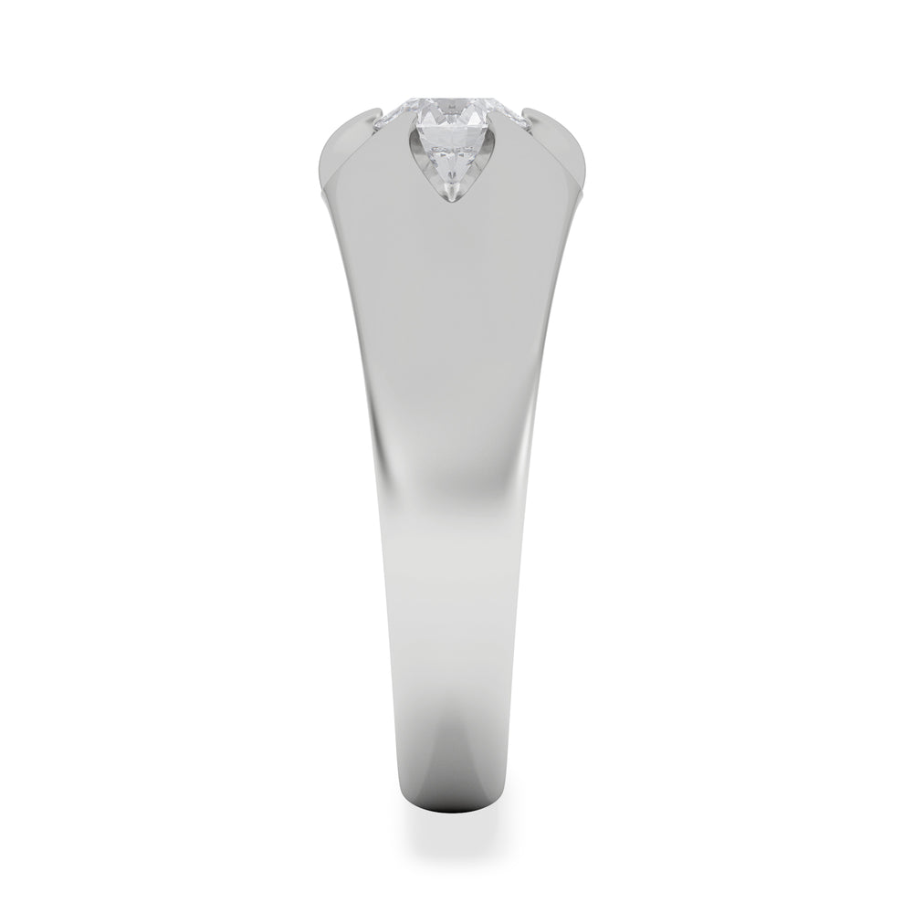 Lab Diamond Signet Ring 0.50ct Round Cut in 925 Silver
