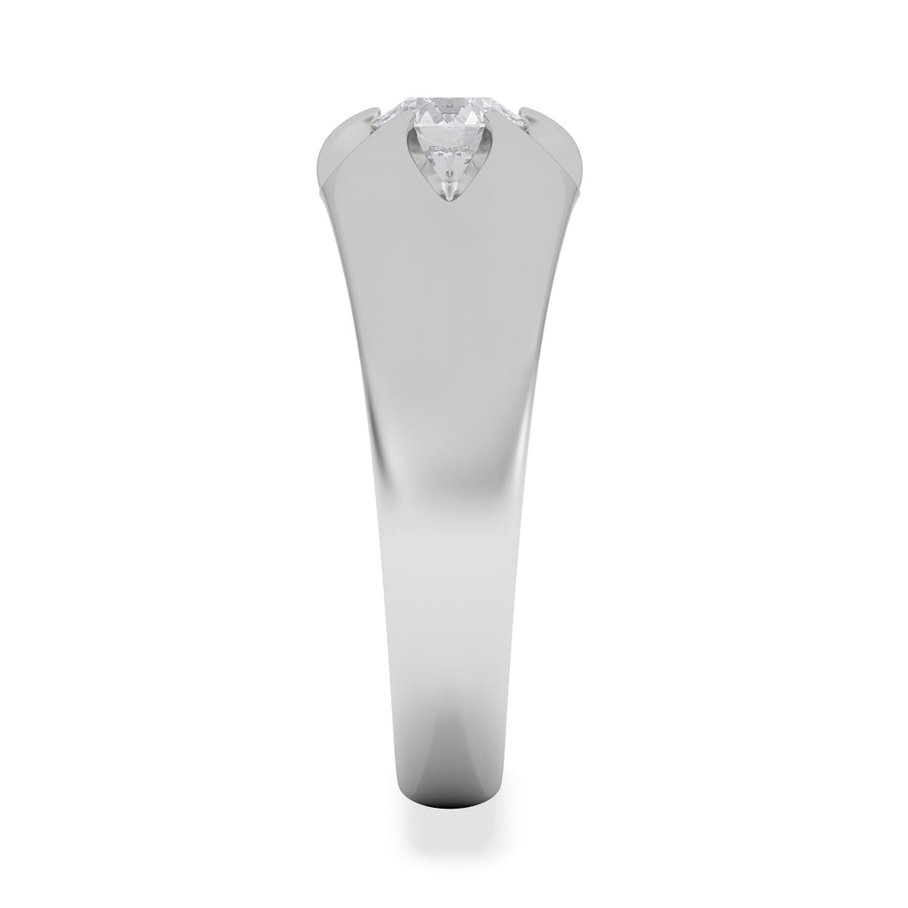 Lab Diamond Signet Ring 0.50ct Round Cut in 925 Silver