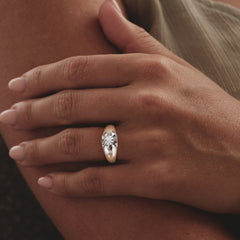 Lab Diamond Signet Ring 0.50ct Round Cut in 925 Silver